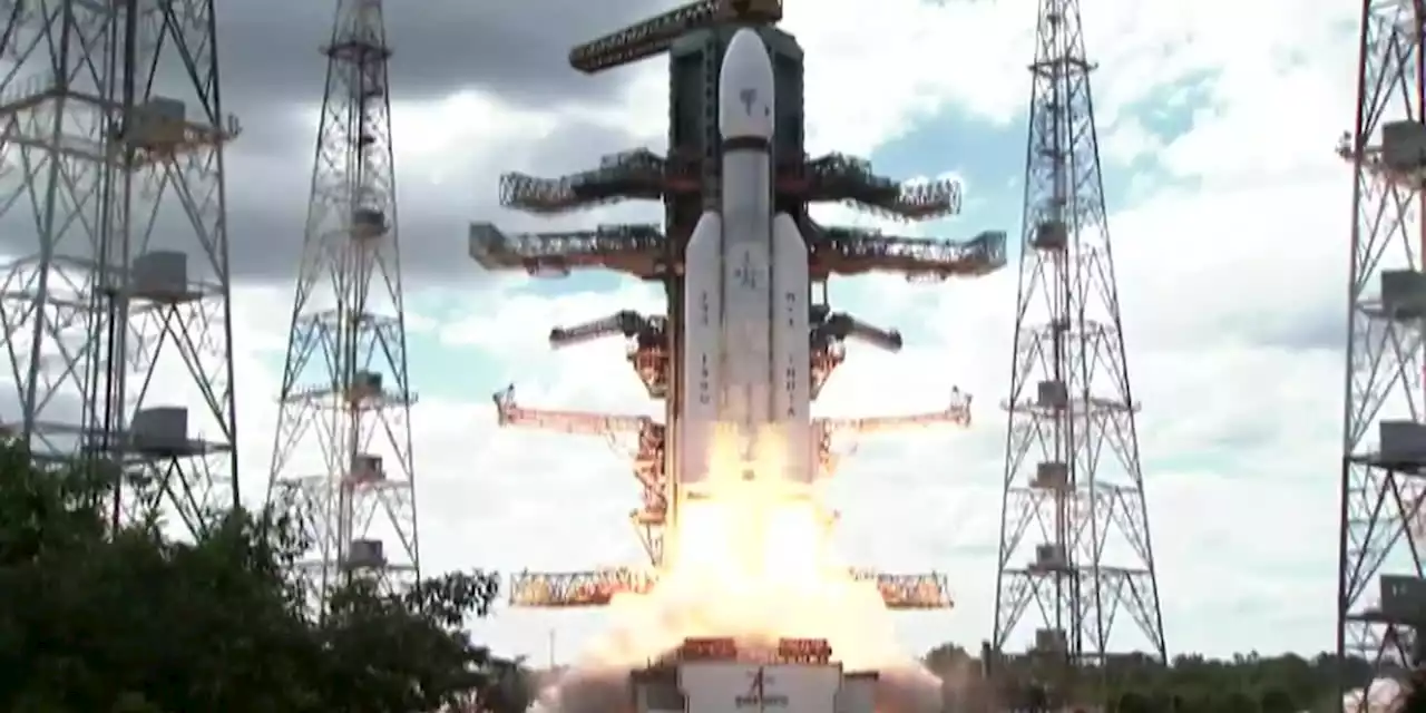 Crowds cheer as India launches a lander and rover to explore the moon’s south pole