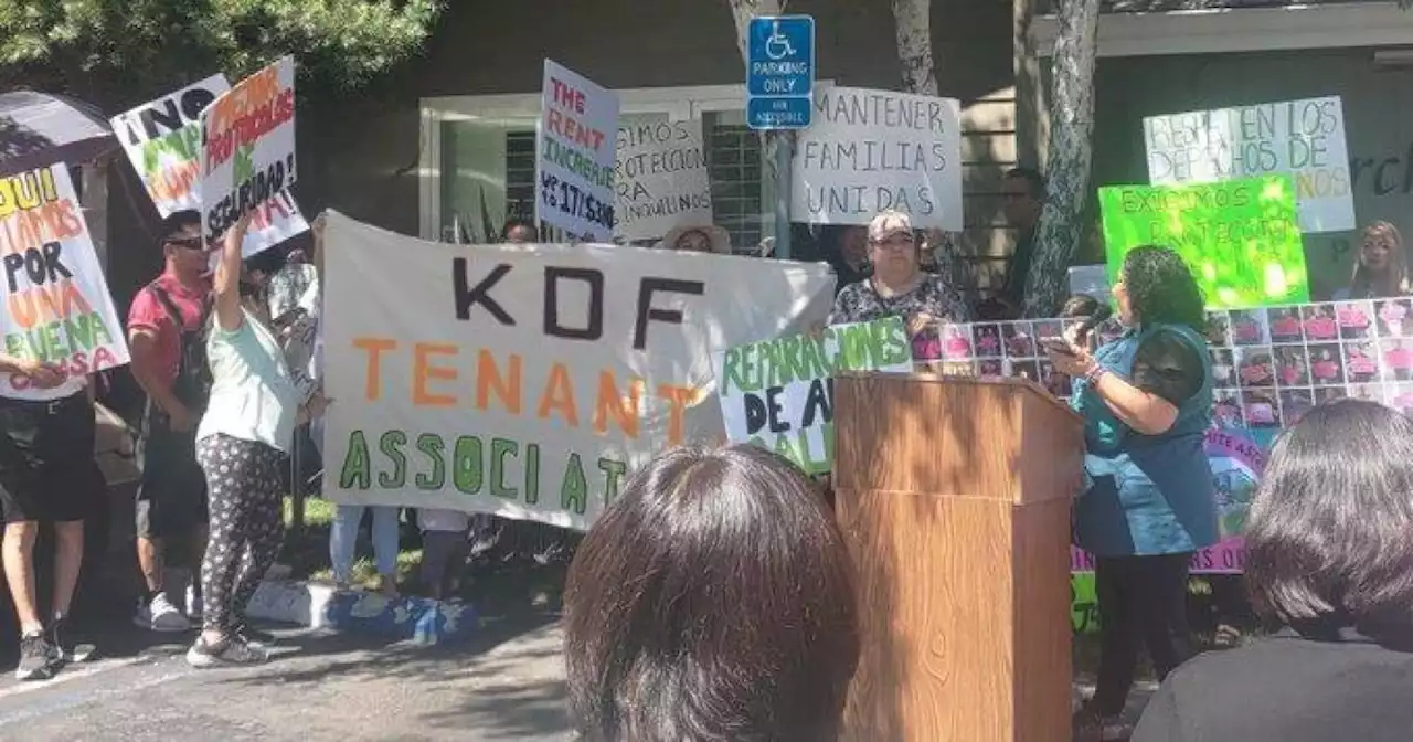 Tenants rail against inhumane conditions, rising rents outside San Jose apartment complex