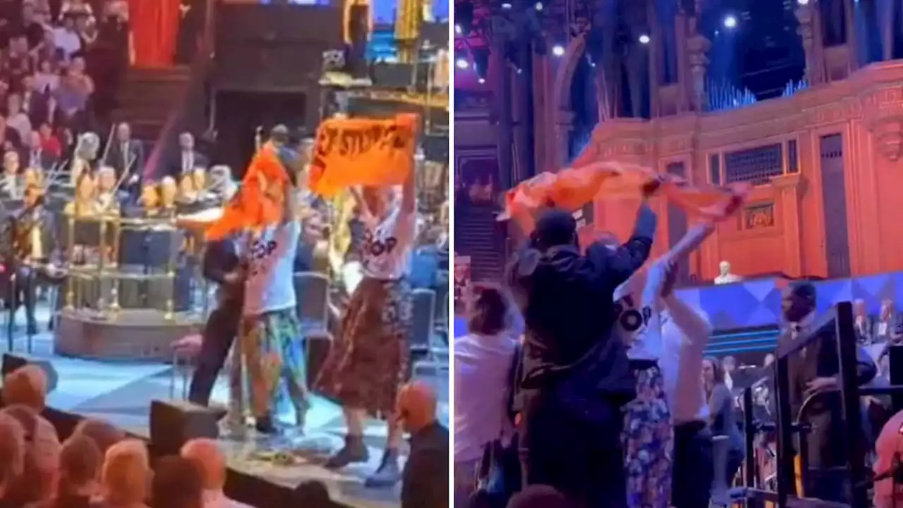 Now Just Stop Oil disrupts the Proms: Protestors blast horns and set off confetti bombs to chorus of boos