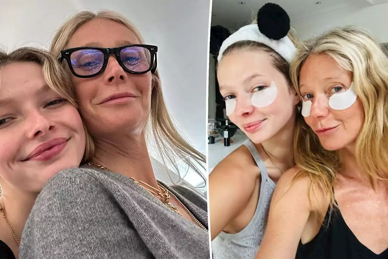 Gwyneth Paltrow and look-alike daughter Apple Martin twin in matching eye masks while cooking