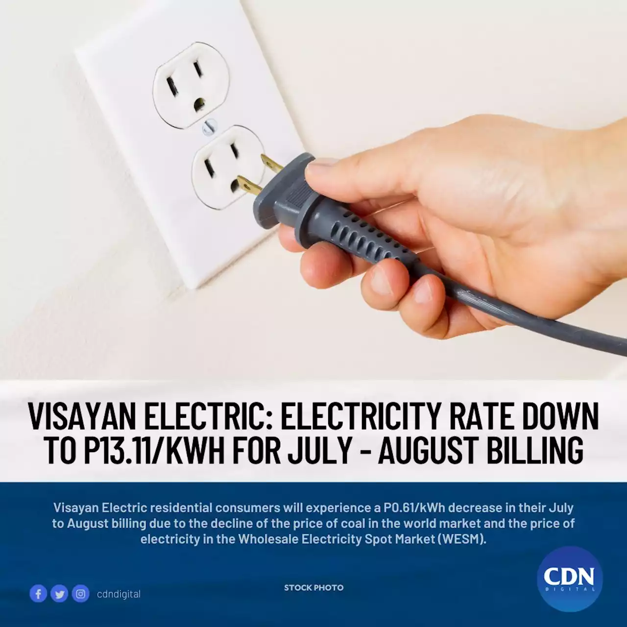 Visayan Electric: Electricity rate down to P13.11/kWh for July – August billing