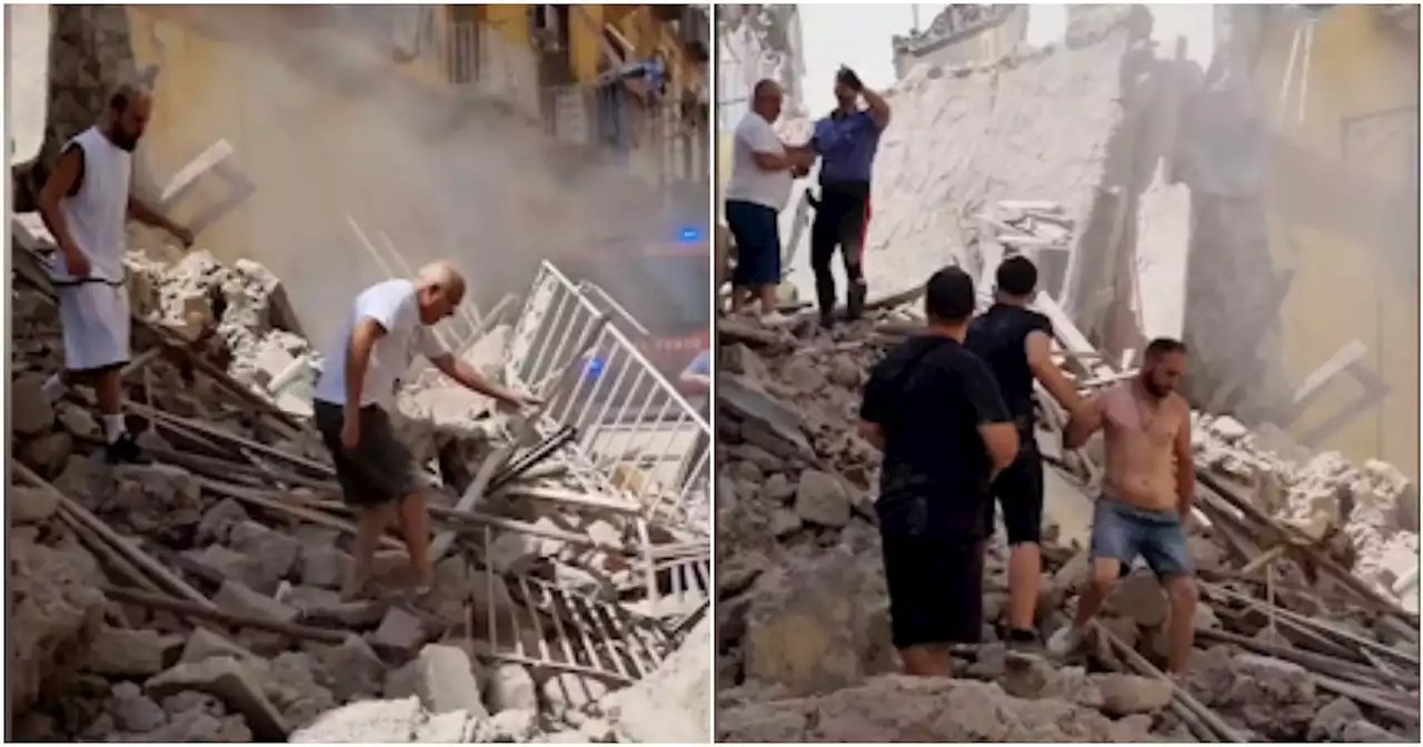 Palazzina crollata a Torre del Greco, le immagini dei primi soccorsi e della ricerca dei superstiti sotto le macerie - Il Fatto Quotidiano