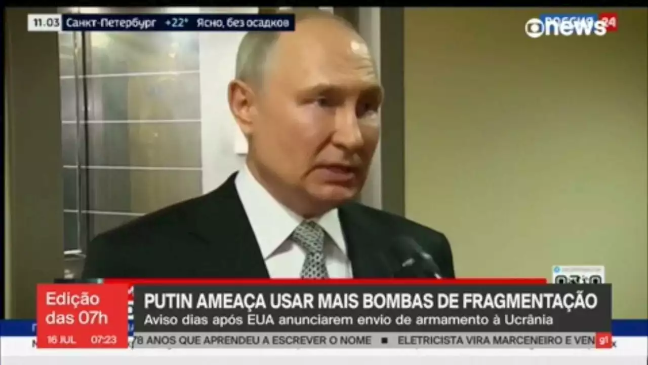 Putin ameaça lançar mais bombas de fragmentação se Ucrânia usar armamento enviado pelos EUA