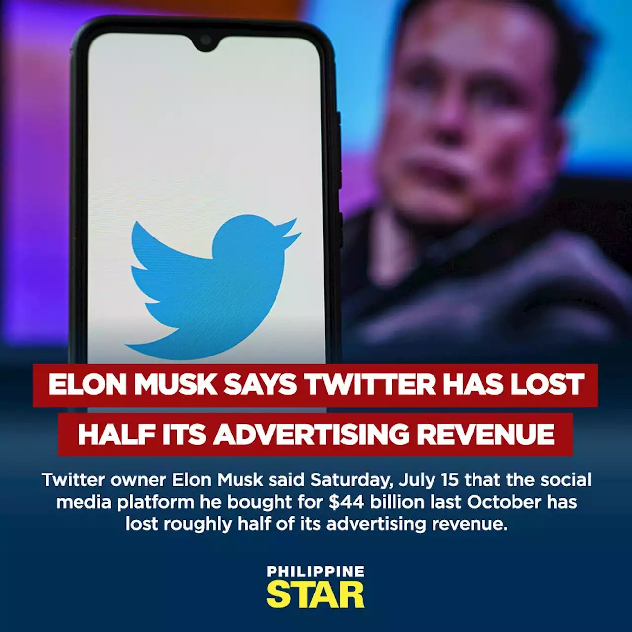 Elon Musk says Twitter has lost half its advertising revenue