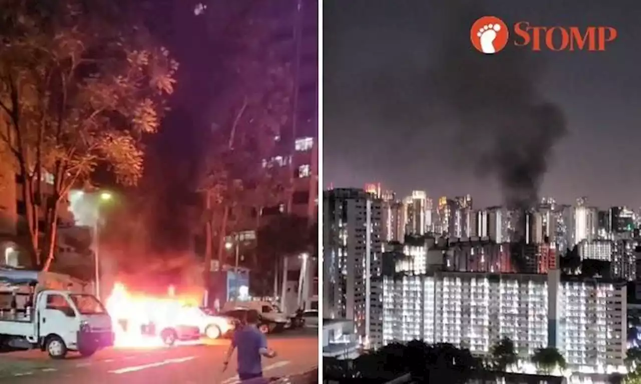 Burning car in Sims Drive carpark near James Cook University sends black smoke into night sky