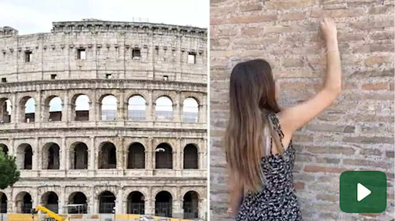 Turista svizzera incide le sue iniziali sul Colosseo. Il video dello sfregio