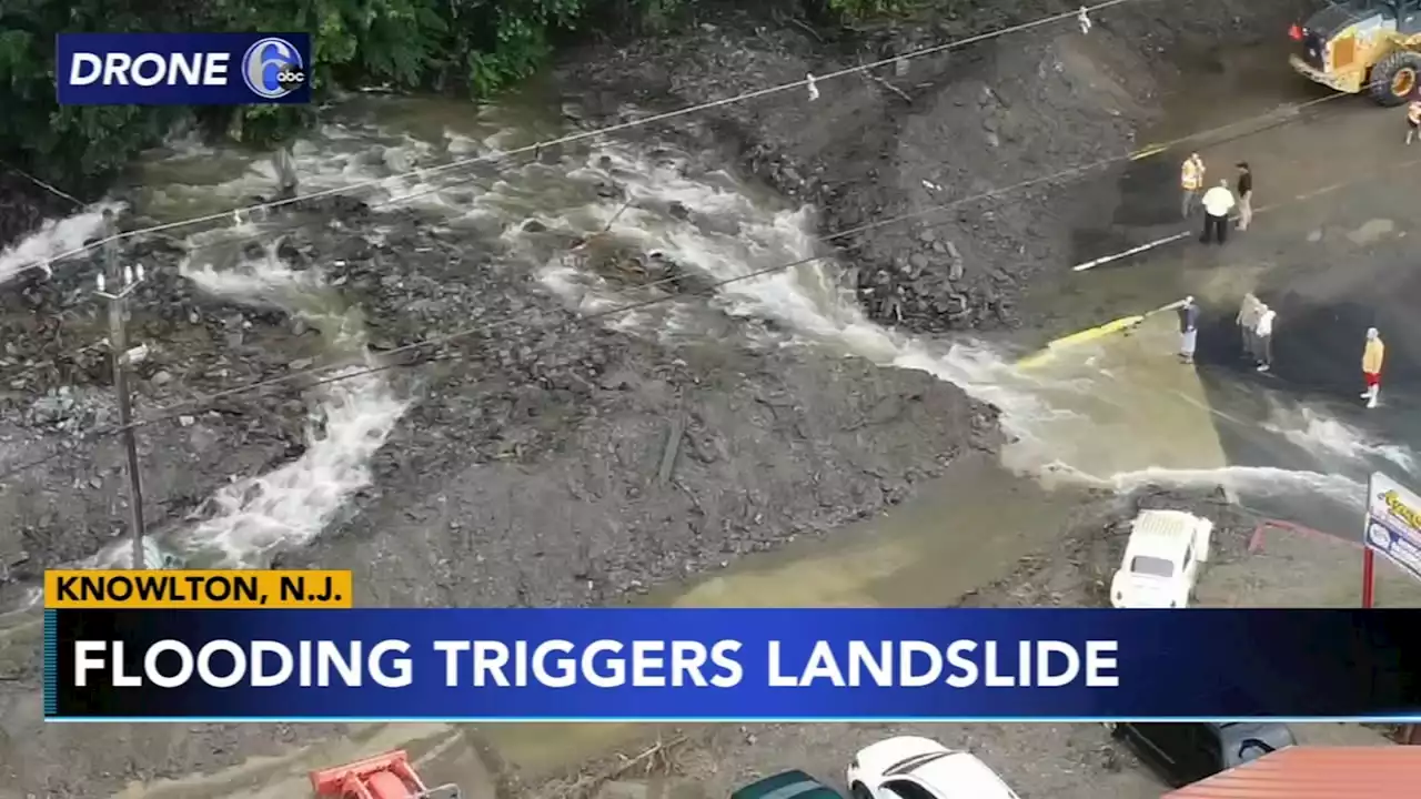 Severe storms cause landslide on New Jersey roadway, leaving cars stuck in mud