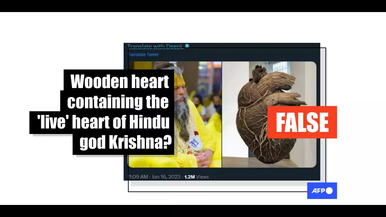 Russian artist's wooden heart sculpture falsely linked to Hindu god Krishna