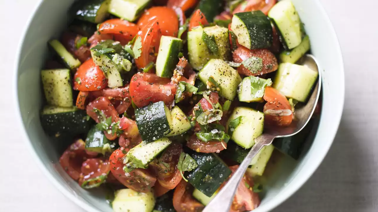 One easy step boosts supermarket tomatoes for Mediterranean chopped salad