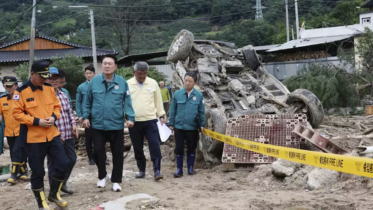 South Korea's death toll from destructive rainstorm grows to 40 as workers search for survivors