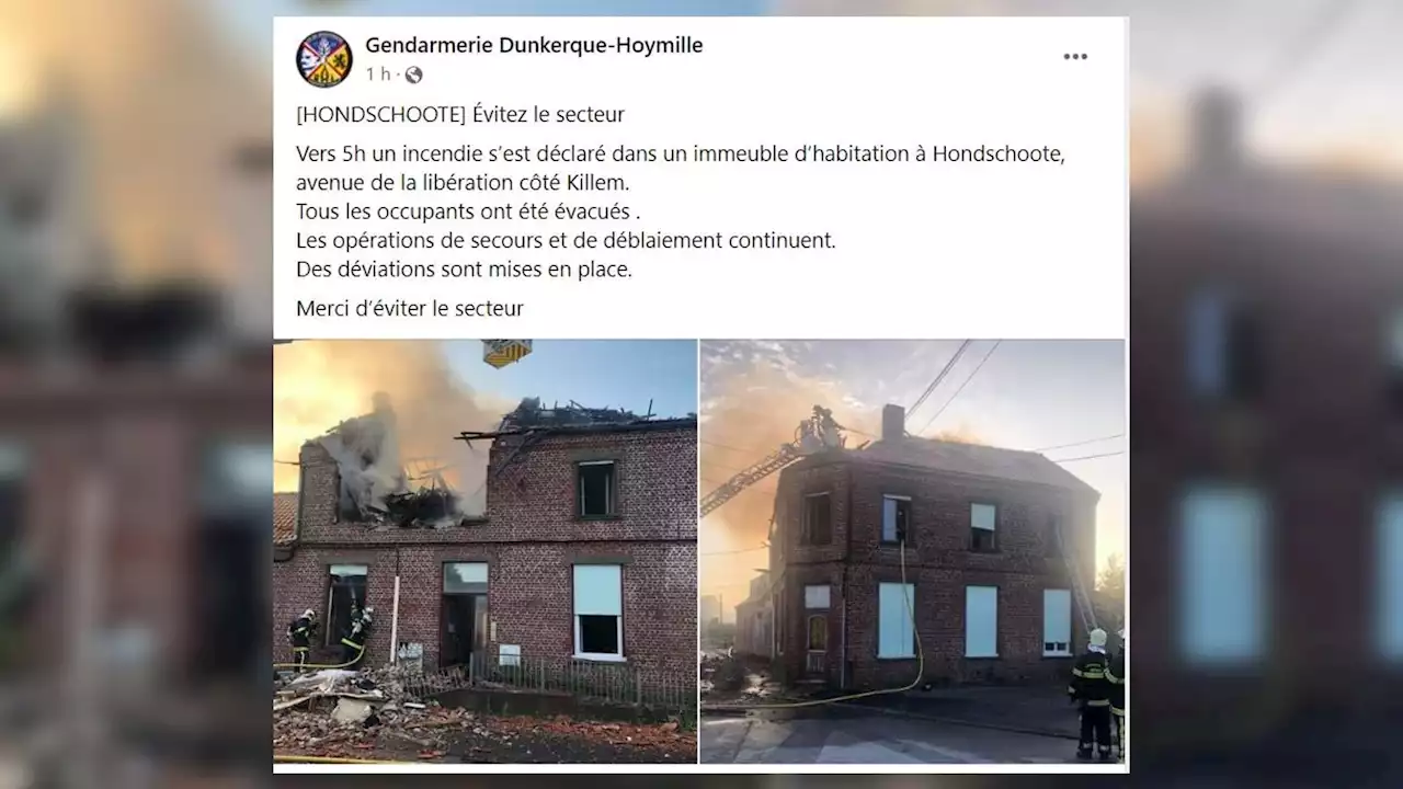 Nord: plusieurs personnes secourues sur le toit d’une maison en flammes à Hondschoote