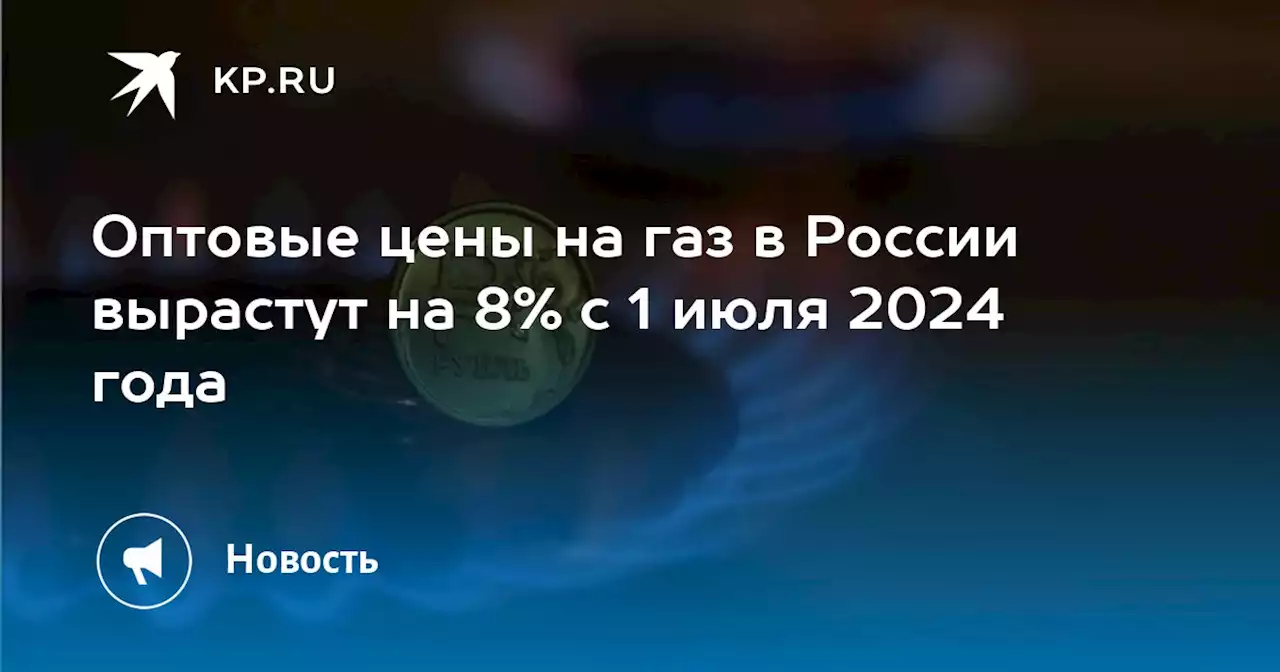 Оптовые цены на газ в России вырастут на 8% с 1 июля 2024 года