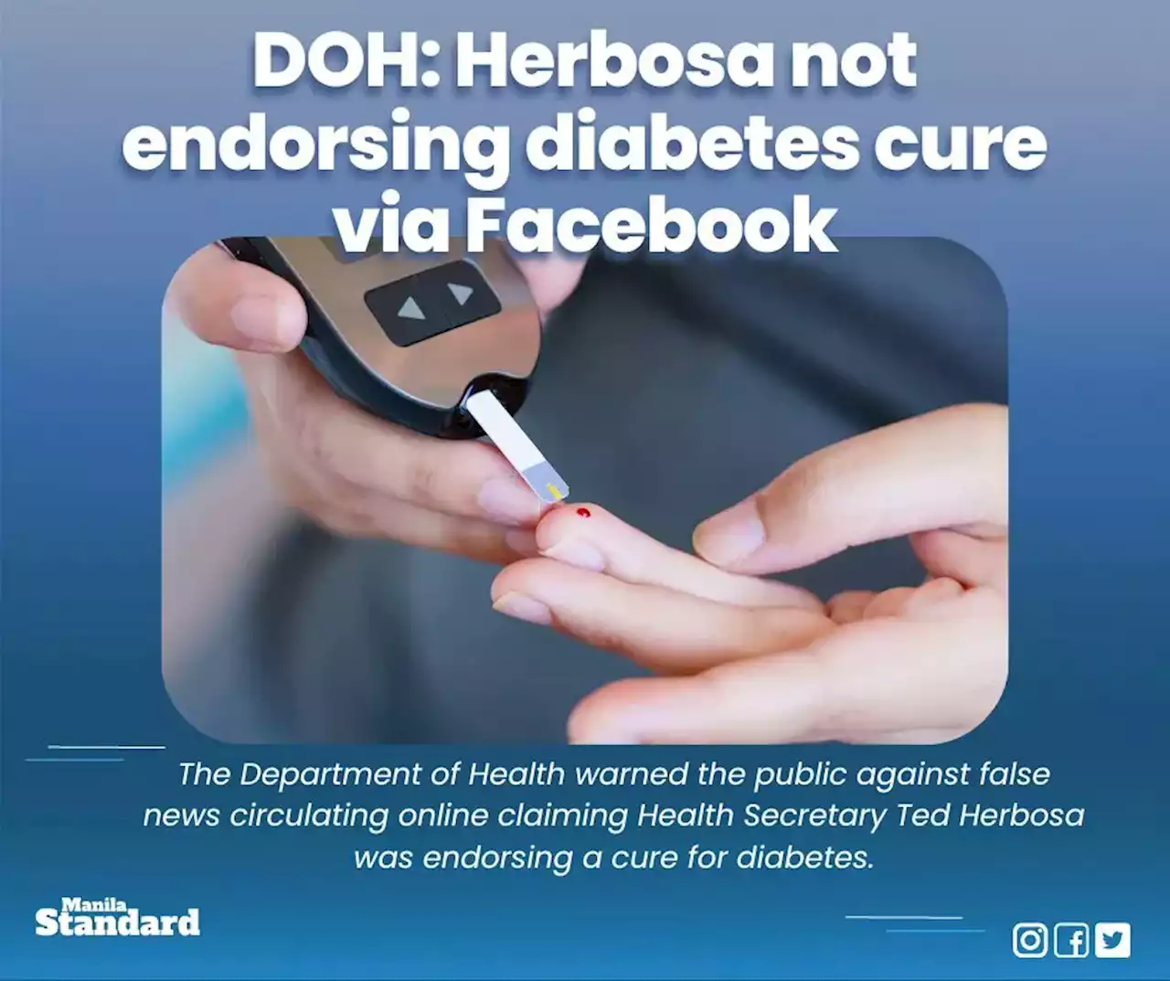 DOH: Herbosa not endorsing diabetes cure via Facebook