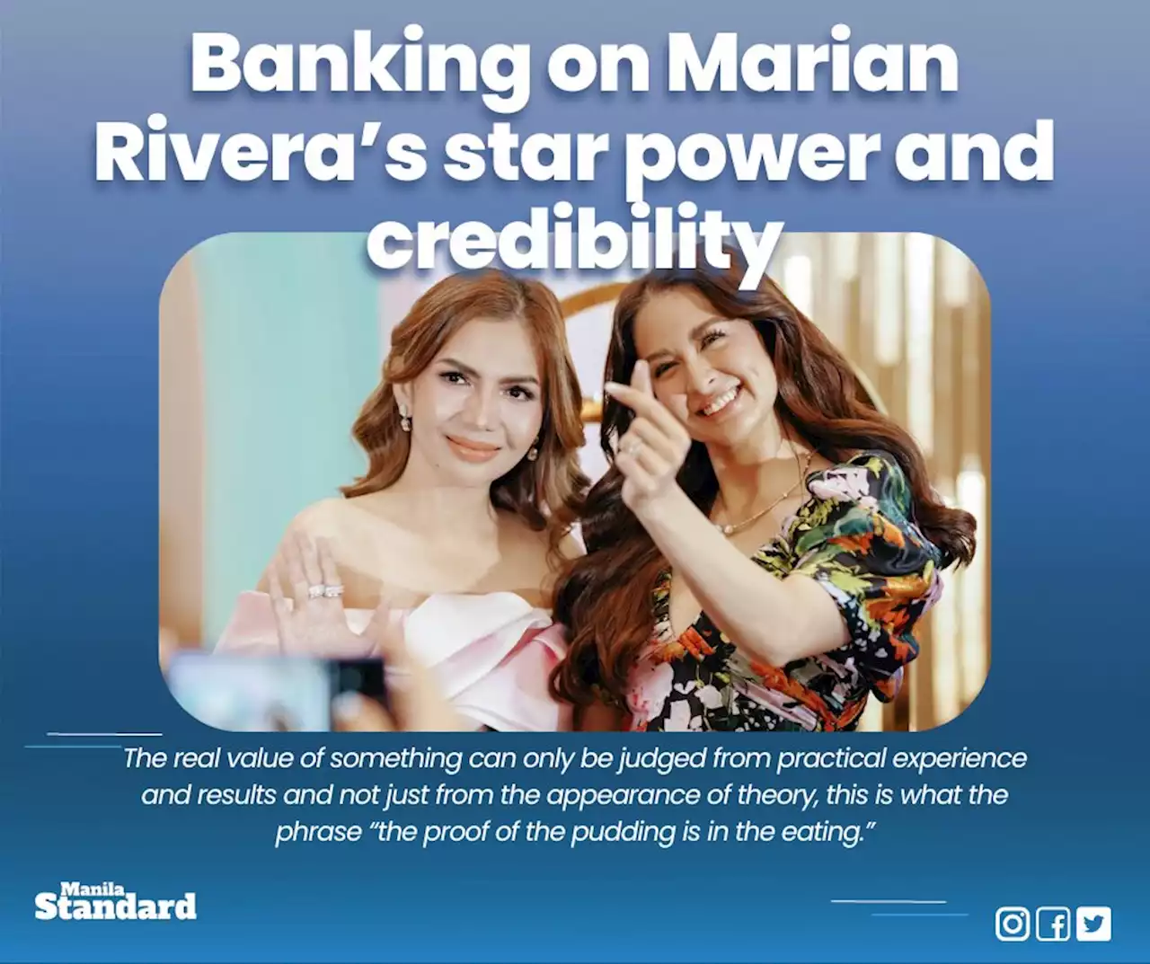 Banking on Marian Rivera’s star power and credibility