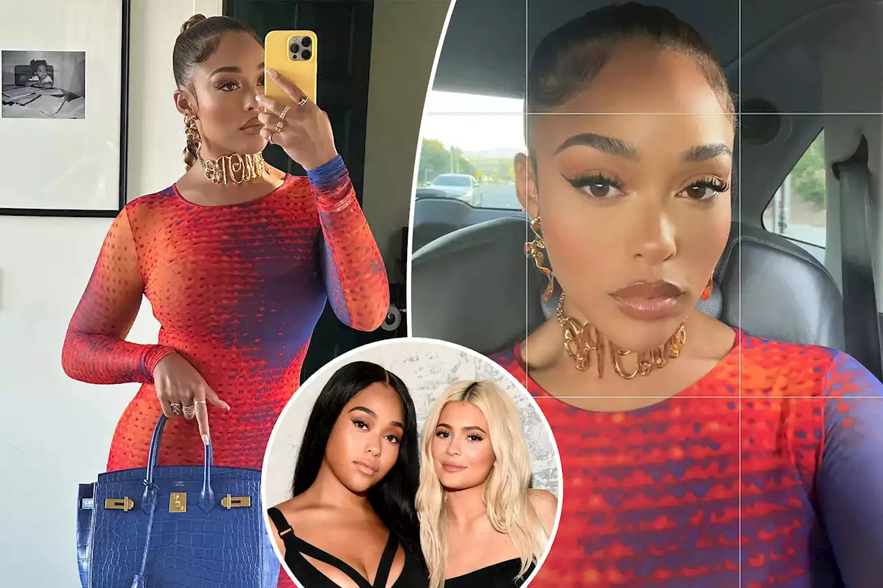 Jordyn Woods sends a message with choker necklace worn to dinner with Kylie Jenner