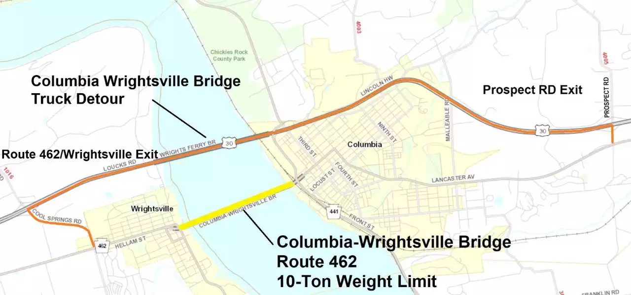 Weight limit posted on Columbia-Wrightsville Bridge in central Pa.: PennDOT