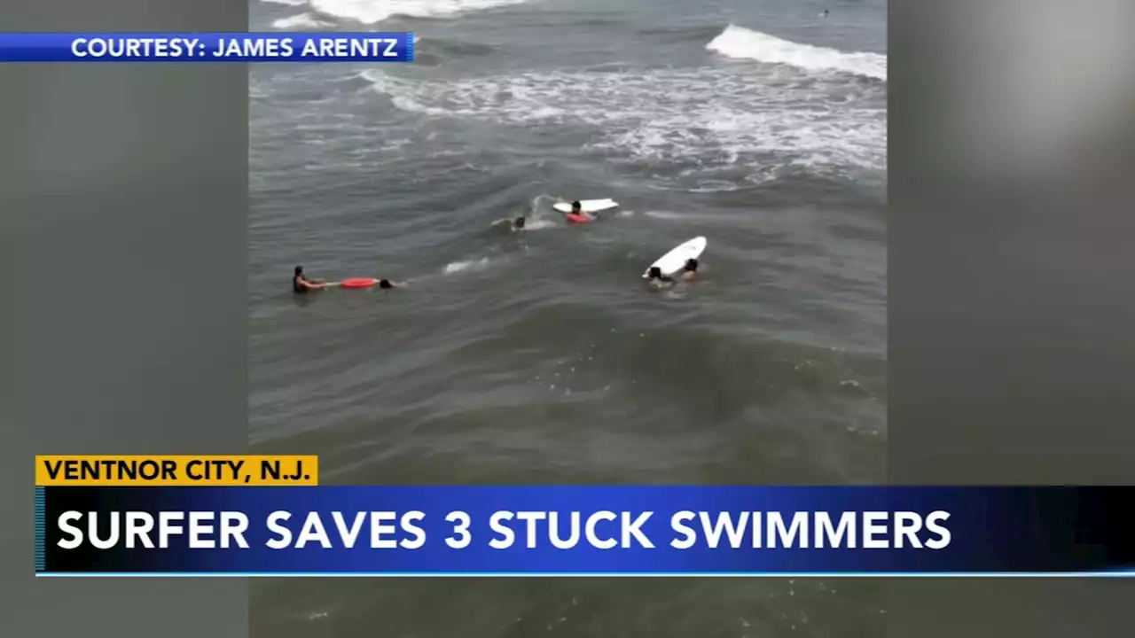 Surfer helps rescue 3 swimmers in Ventnor, NJ