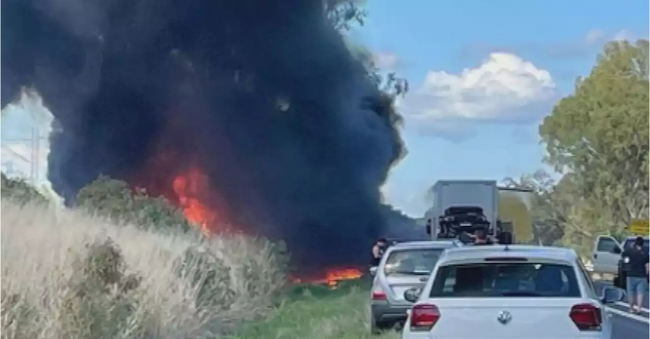 Six hospitalised after massive crash involving truck carrying military tank