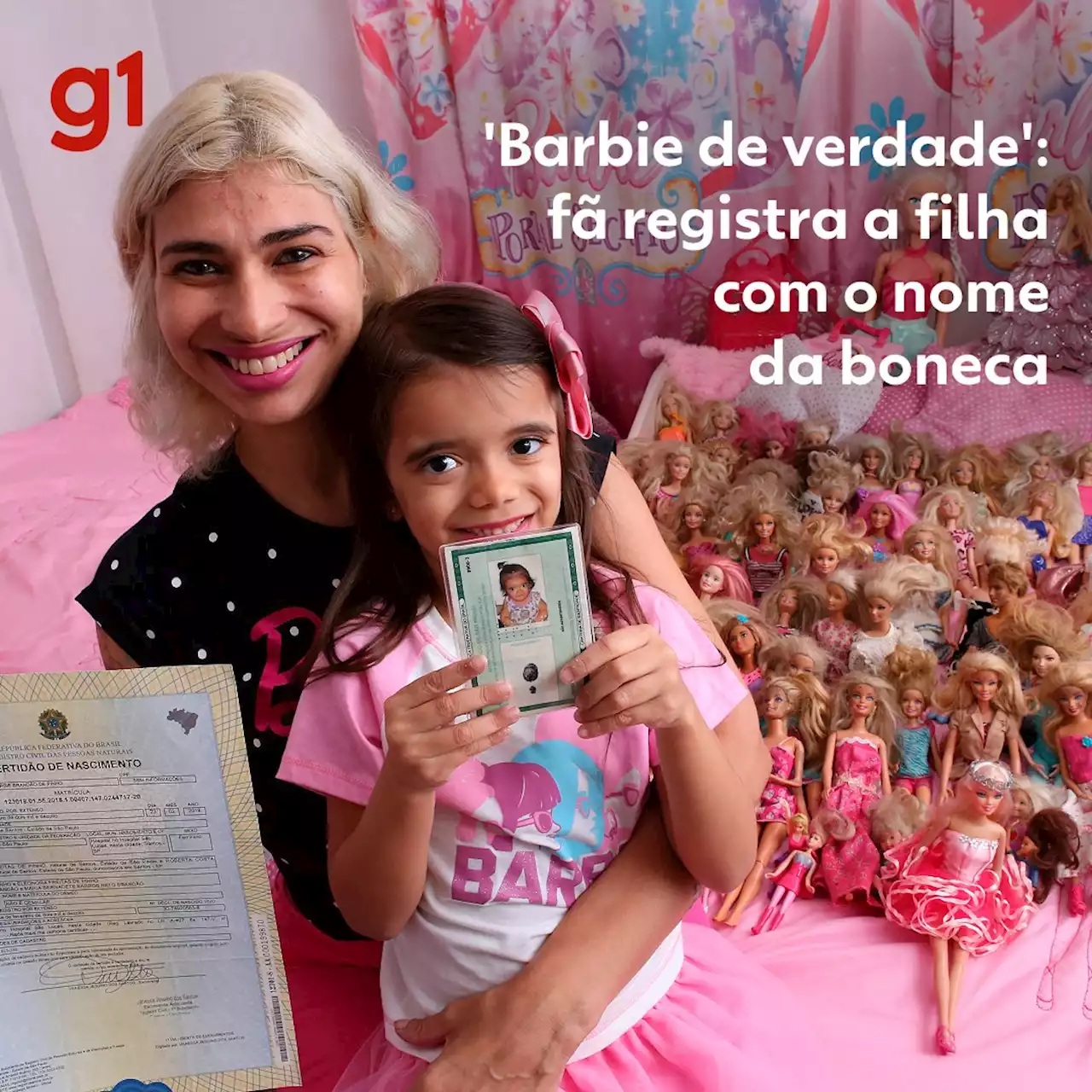 Fã da Barbie registra a filha com o nome da boneca: 'não pensei duas vezes'; FOTOS