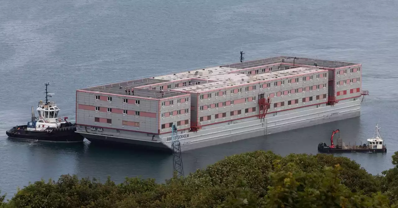 Barge To Accommodate Asylum Seekers Docks In The UK