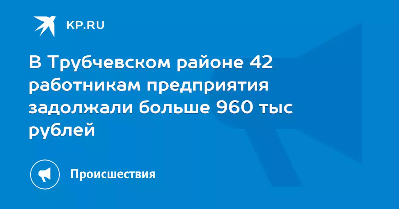 В Трубчевском районе 42 работникам предприятия задолжали больше 960 тыс рублей