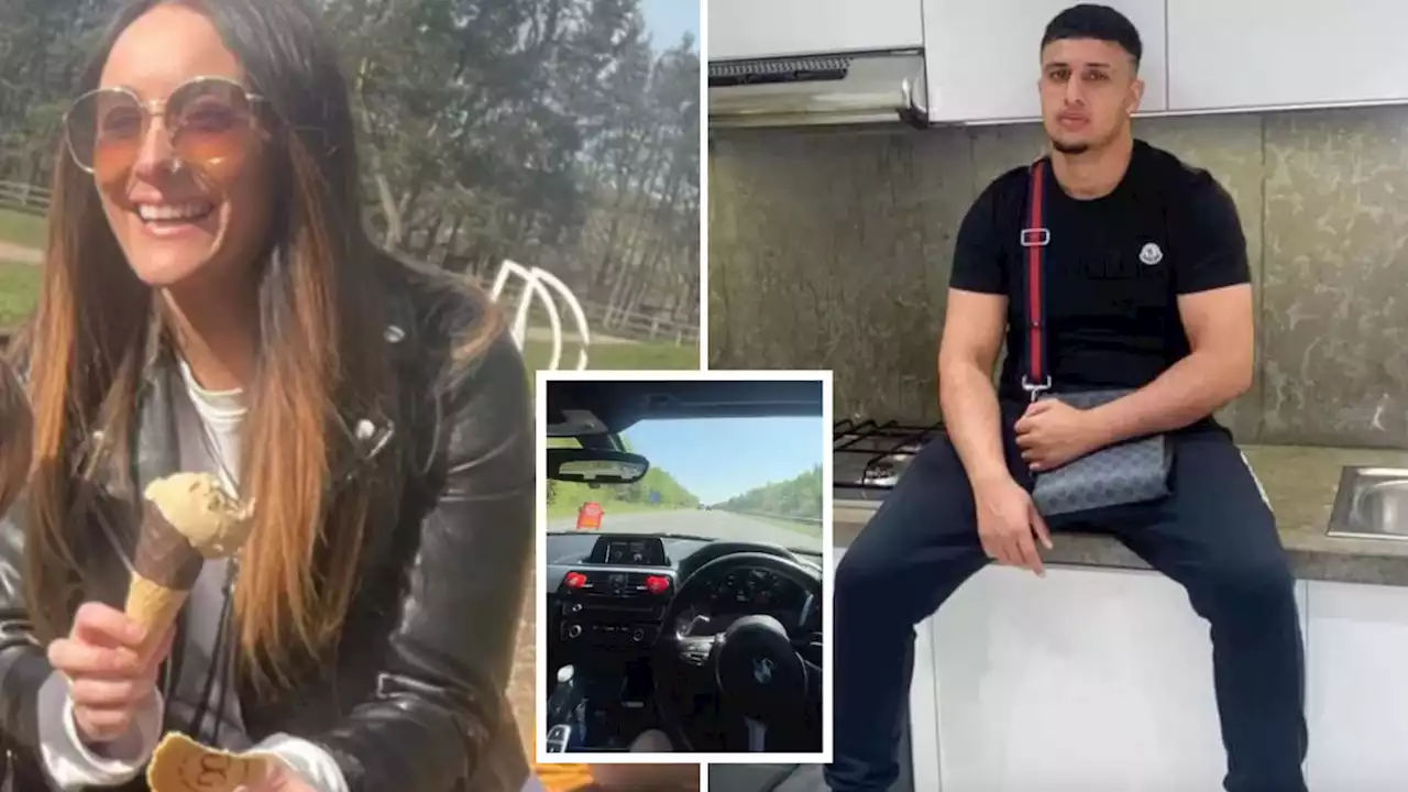 Shocking footage shows BMW driver hit 123mph on motorway moments before killing pregnant Hollyoaks actress