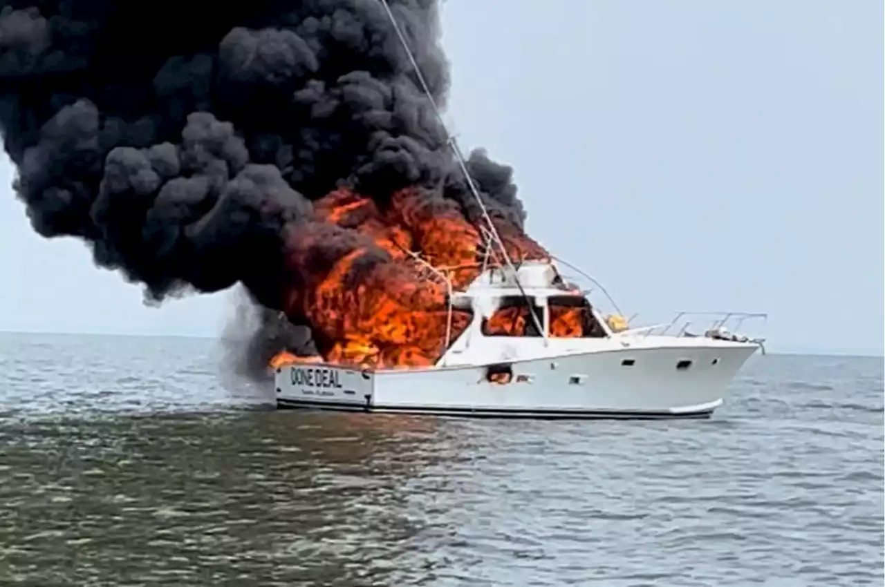 Boater rescued from water after his vessel catches fire, Coast Guard says