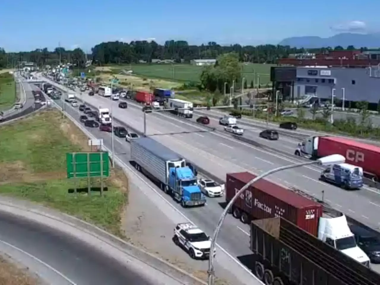 Traffic Alert: Highway 99 in Delta closed after truck hits overpass