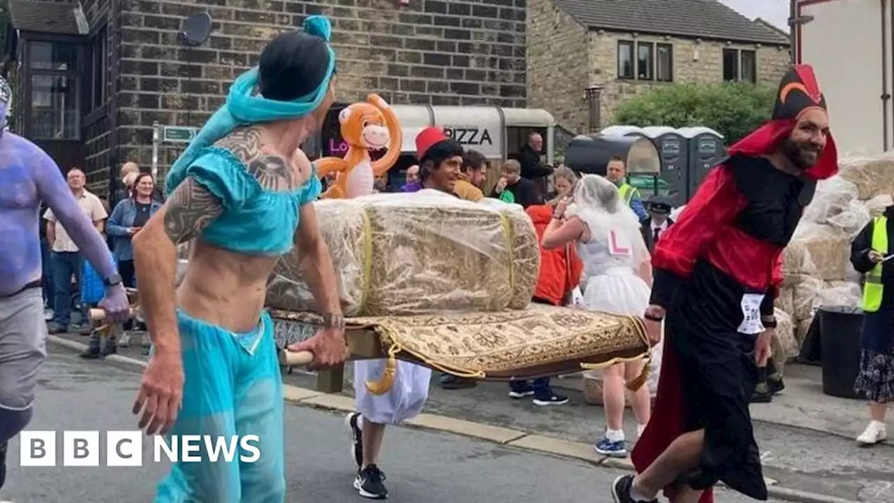 Oxenhope Straw Race: Pints and perspiration at annual bale race