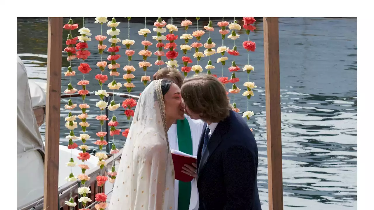 This Fashion Designer Bride Wore A Shimmering Dupatta With A Scandi Dress For Her Waterside Wedding In Stockholm