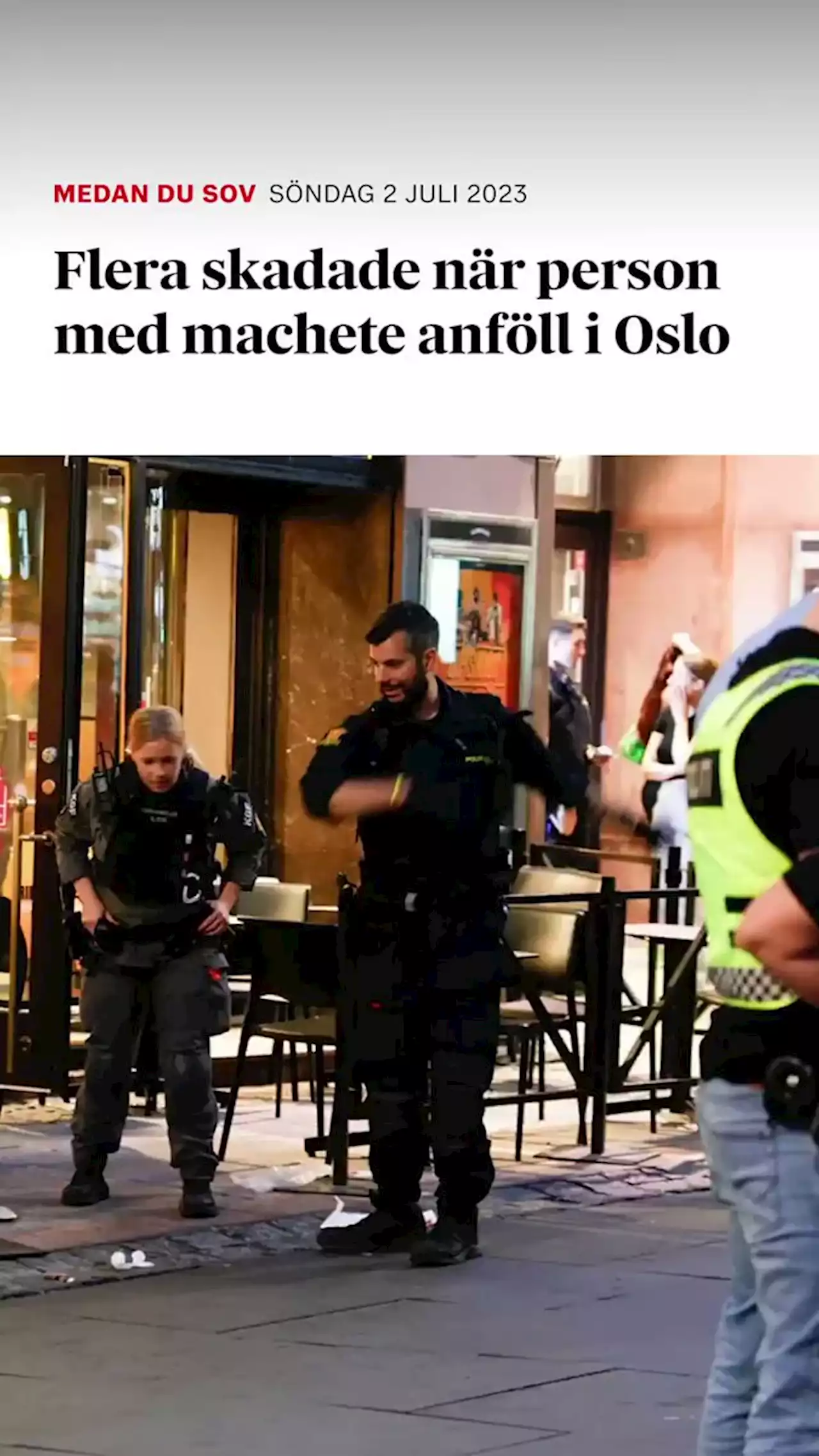 Flera skadade när person med machete anföll i Oslo