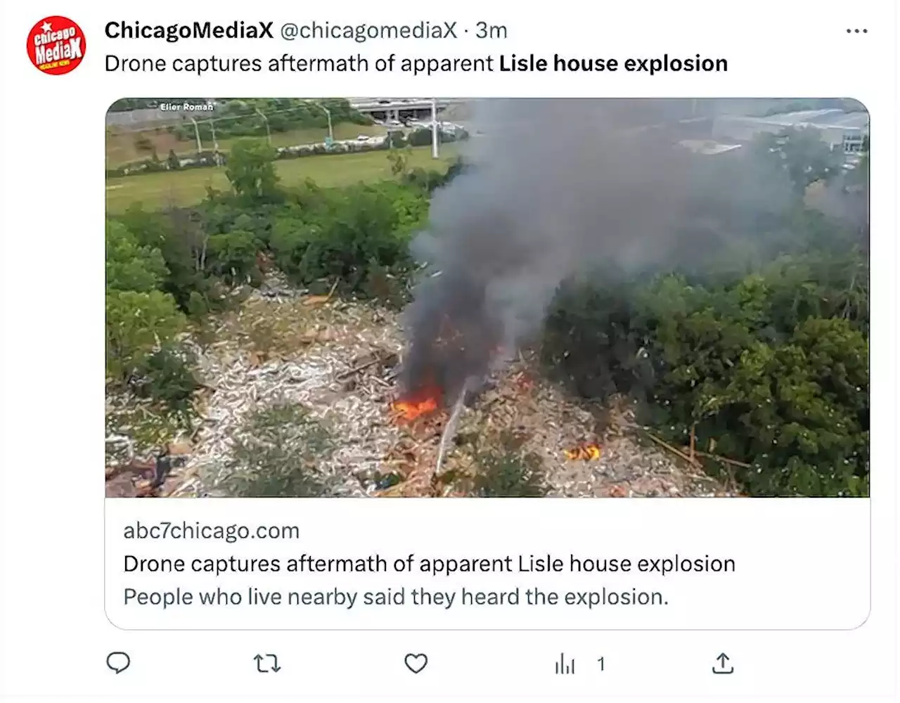 House apparently explodes near Lisle, drone footage shows