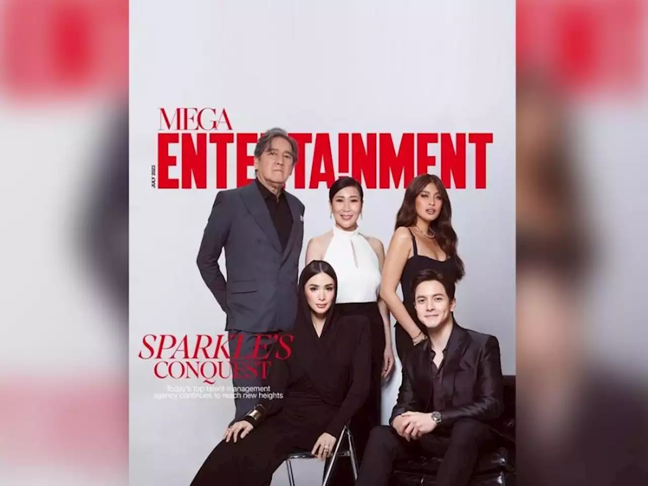 Sparkle bosses Atty. Annette Gozon-Valdes and Johnny Manahan, A-listers Heart Evangelista, Alden Richards, Gabbi Garcia banner Mega Entertainment's July 2023 issue