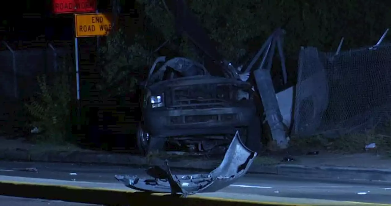 Man dies in fiery crash after hitting car, utility pole in north Harris County