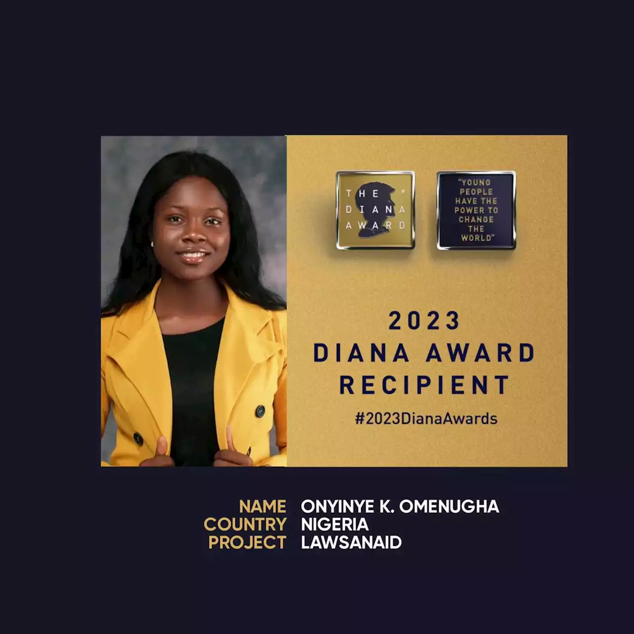 Nigerian Law Student Wins 2023 Princess Diana Award | Sahara Reporters