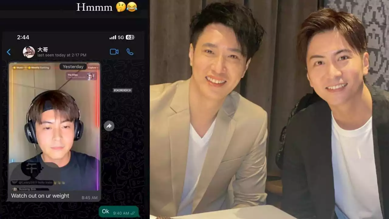 Dasmond Koh sends Xu Bin ‘warning’ about his weight, Xu Bin responds in best way possible