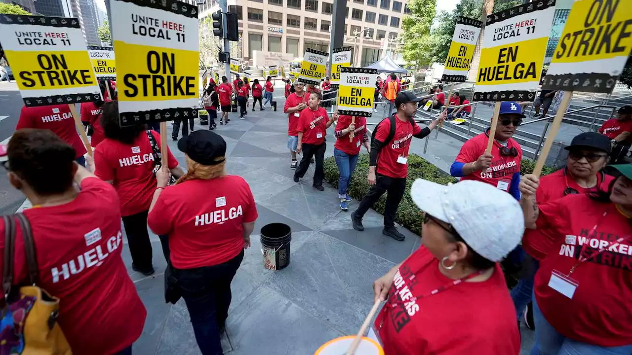 Thousands of hotel workers in Southern California are on strike, demanding better pay and benefits