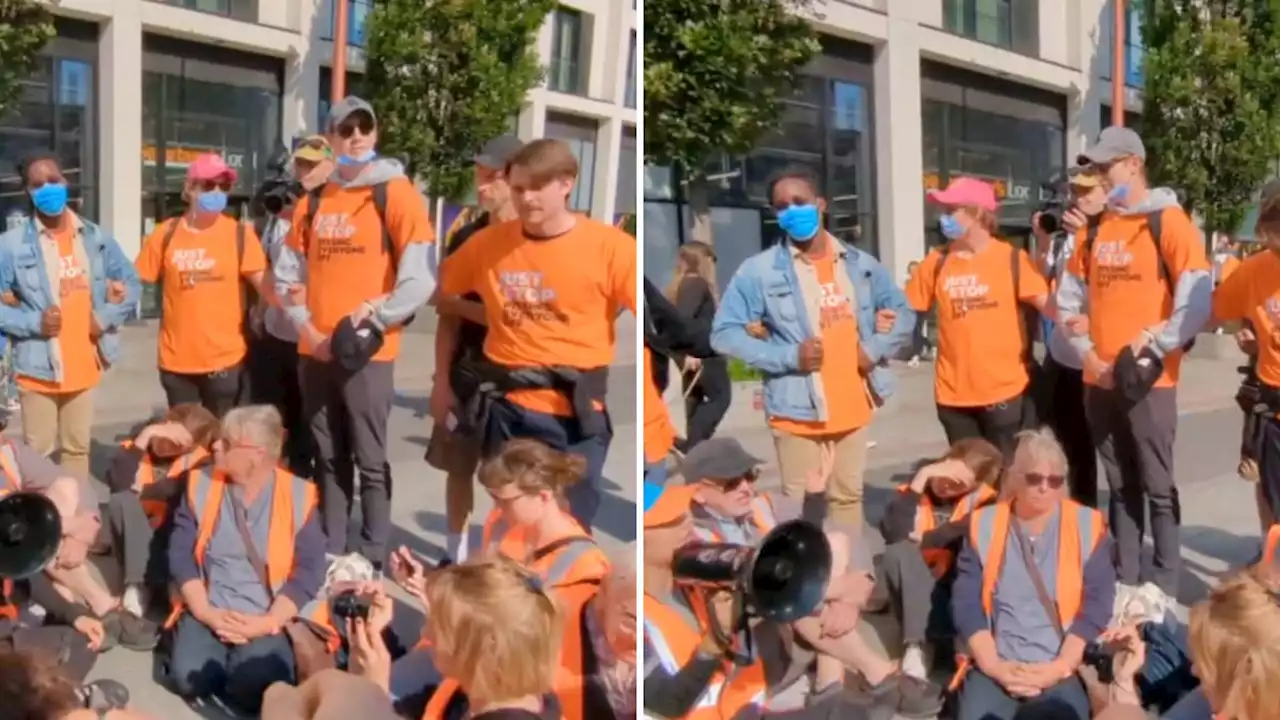 'Just Stop P*****g people off!': Counter-protesters surround eco-mob to stop their latest slow march stunt