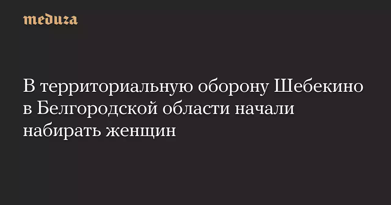 В территориальную оборону Шебекино в Белгородской области начали набирать женщин — Meduza