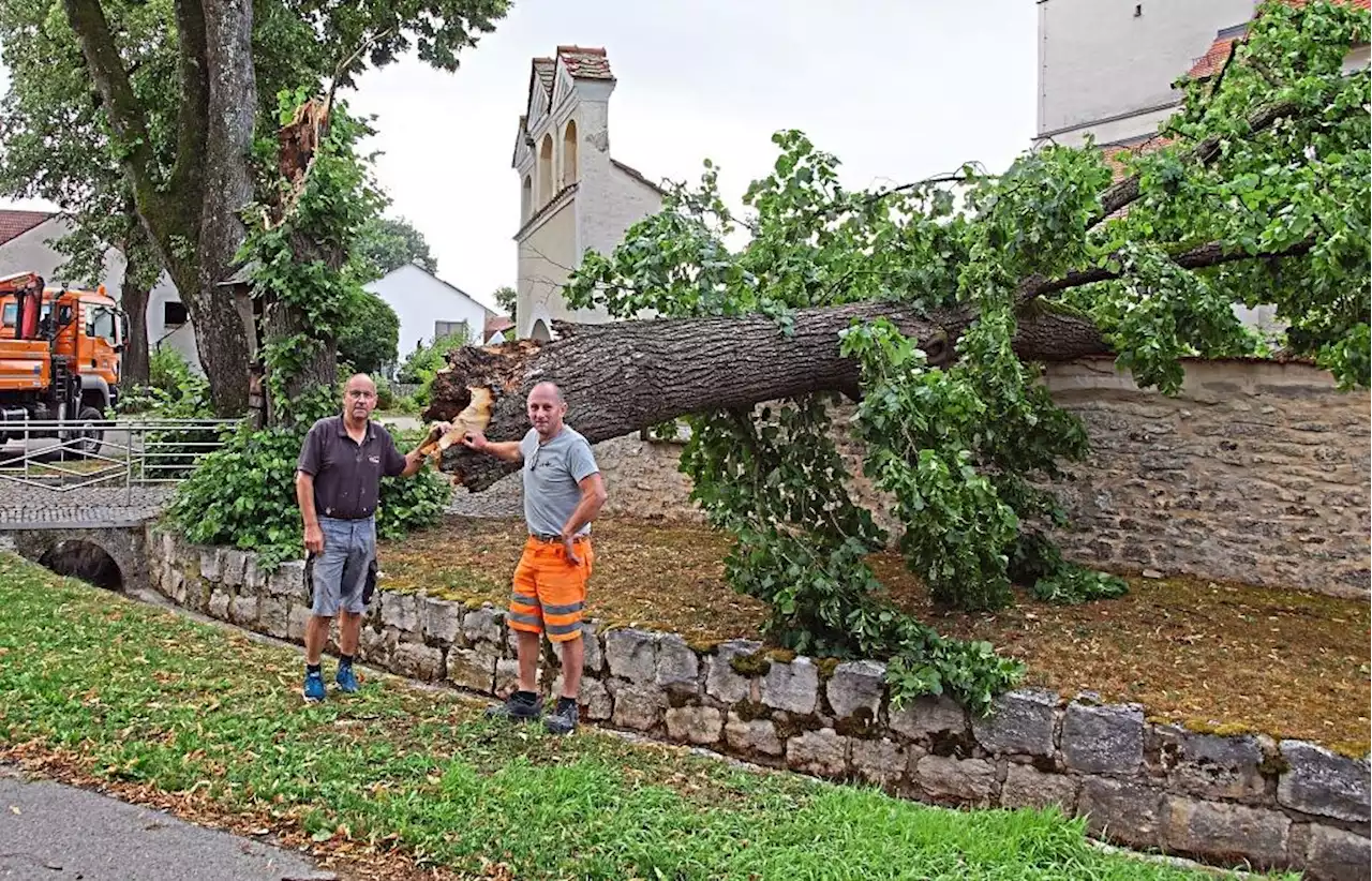 Sturm wütet in Erasbach: Linde knickt um und versperrt Zugang zur Kirche