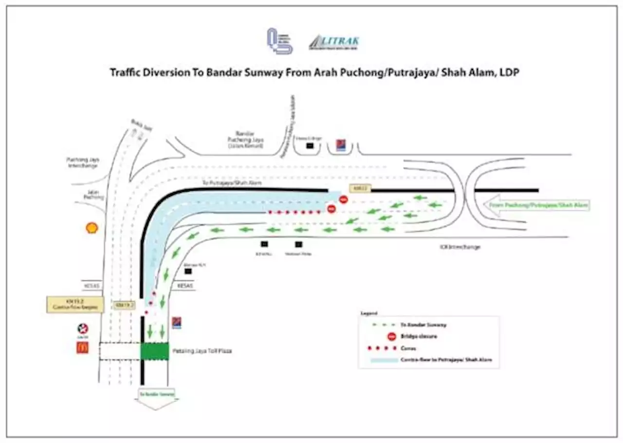 LDP contra-flow - traffic diversion changes at KM 22 to KM 19.2 from Shah Alam to Petaling Jaya/Sunway - paultan.org