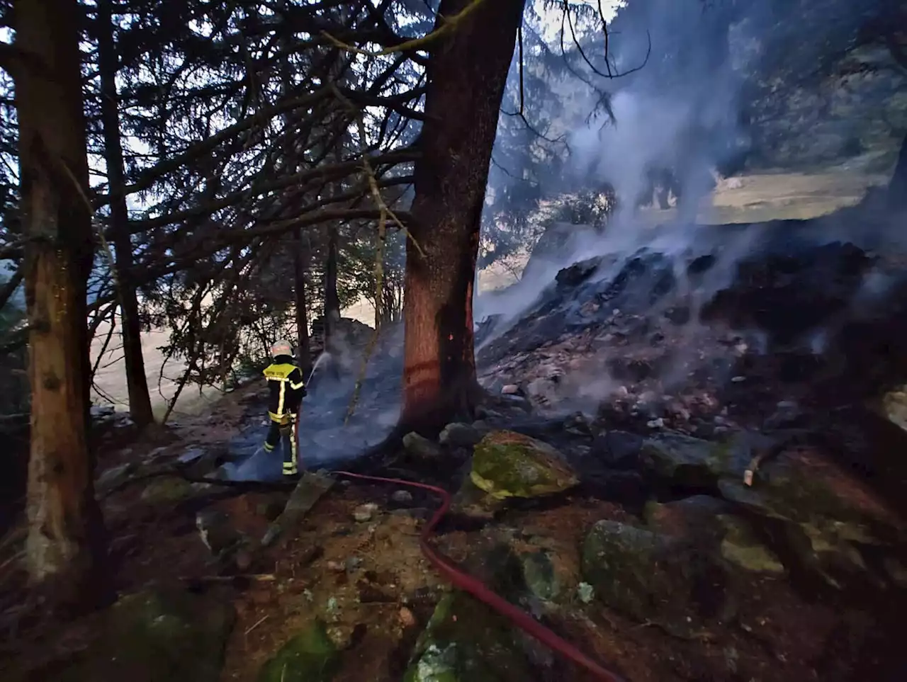 Waldbrand ob Bitsch weiter ausser Kontrolle