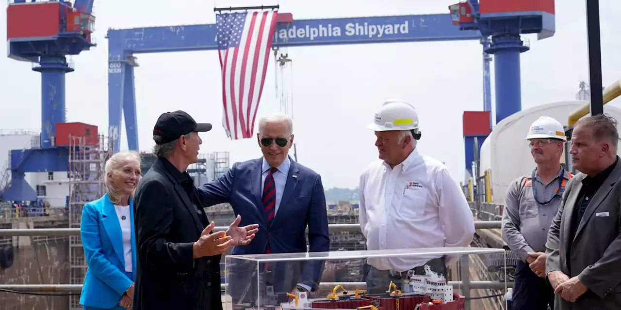 Biden visits Philly shipyard as he courts organized labor and pushes green jobs