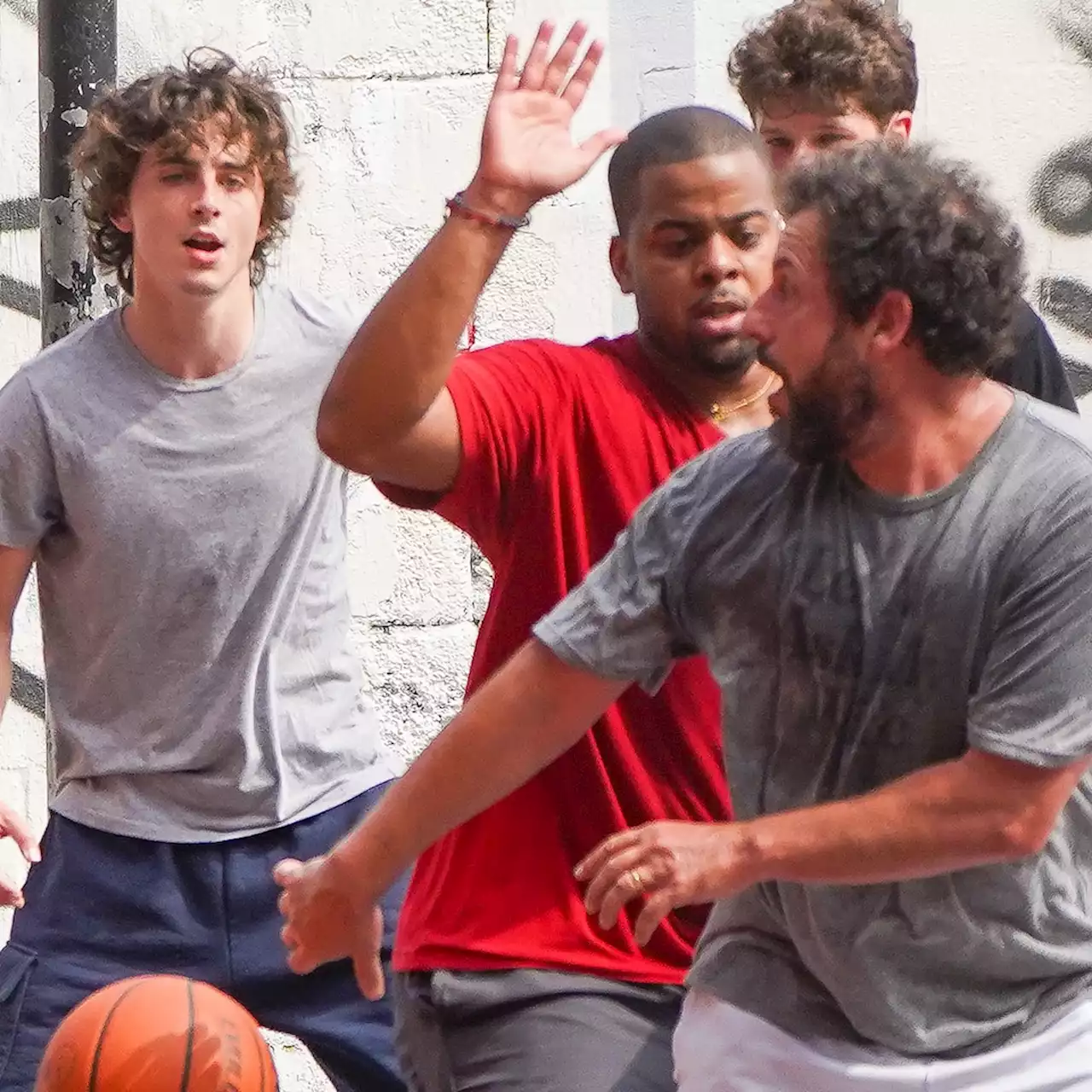 Timothée Chalamet and Adam Sandler Prove They’re BFFs While Playing Basketball in NYC - E! Online