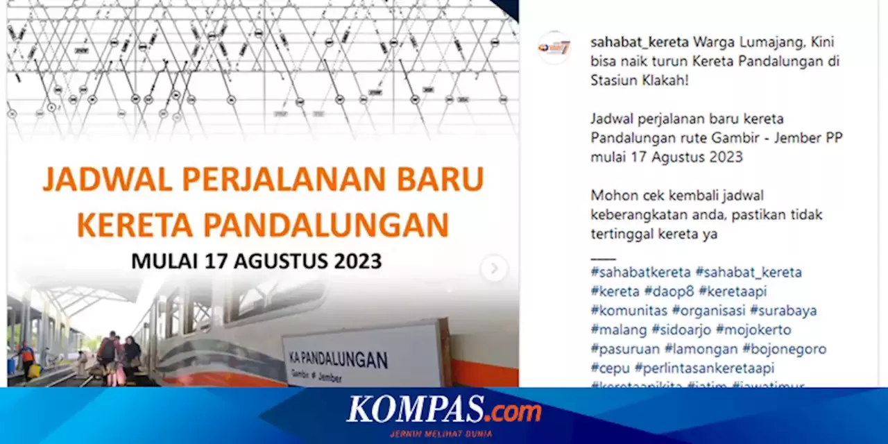 Jadwal Perjalanan Baru KA Pandalungan Mulai 17 Agustus 2023