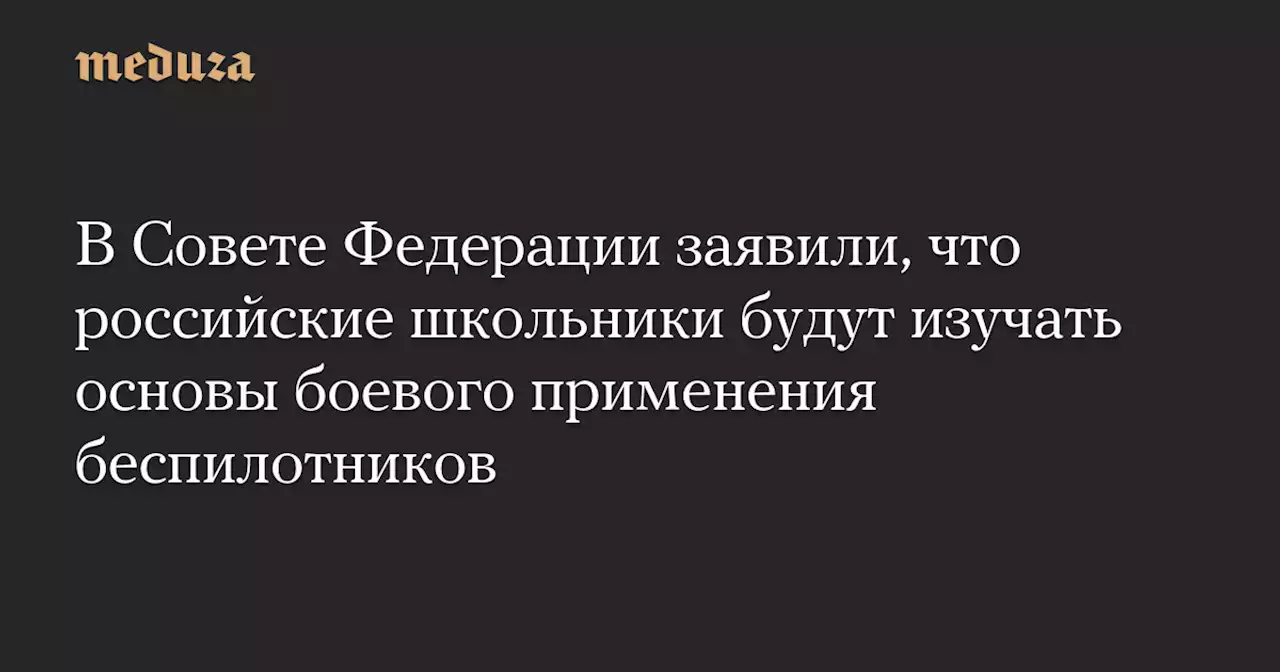 В Совете Федерации заявили, что российские школьники будут изучать основы боевого применения беспилотников — Meduza