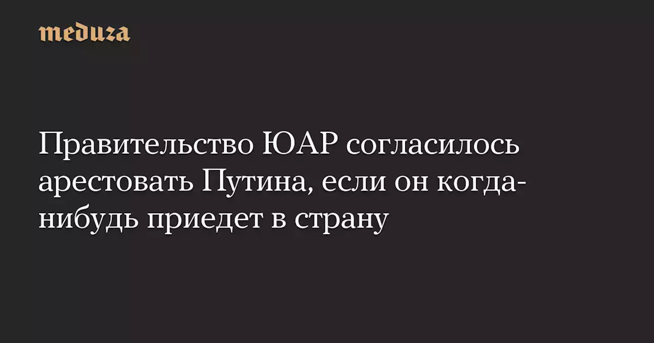 Правительство ЮАР согласилось арестовать Путина, если он когда-нибудь приедет в страну — Meduza