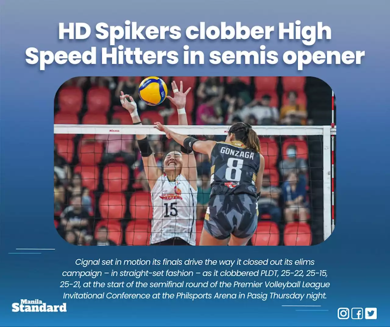 HD Spikers clobber High Speed Hitters in semis opener