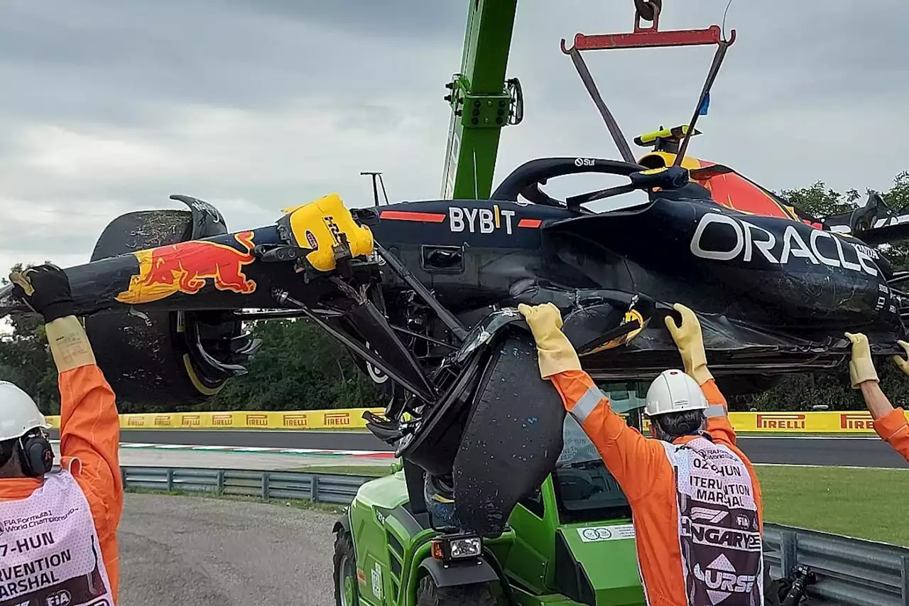 F1 Hungarian GP: Perez crashes before rain hits first practice