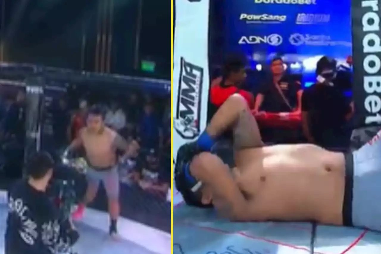 Slow-motion footage shows undefeated MMA star suffer horrific knee injury moments before fight